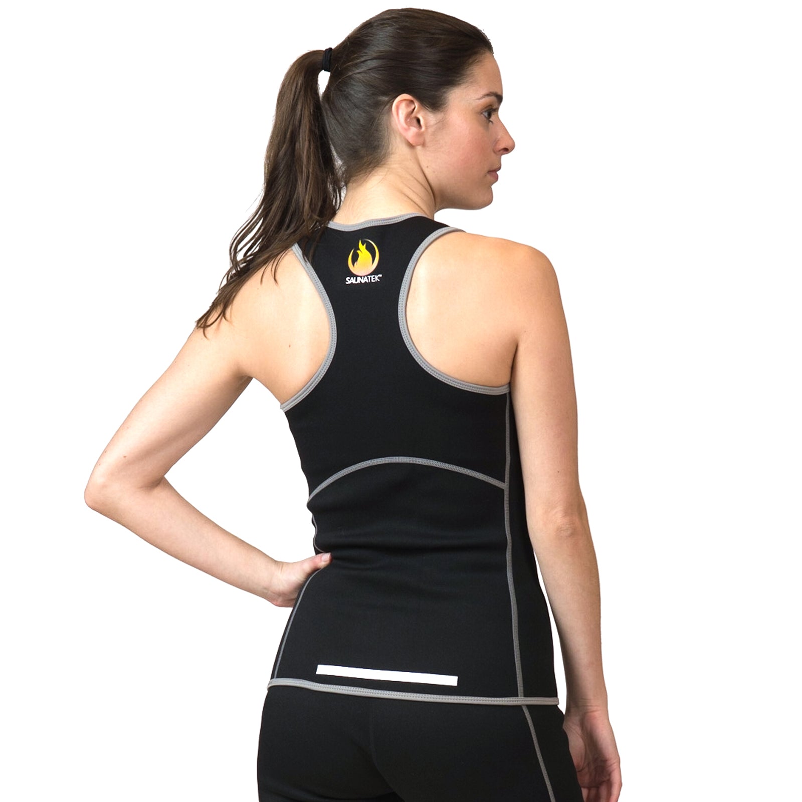 SaunaFX Vest Medium Black Neoprene Sauna Exercise Full Zip Suit Top Womens